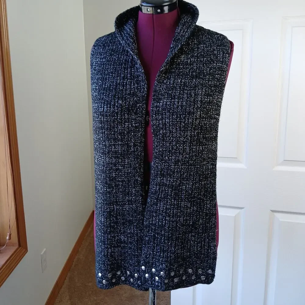 Ribbed length black sparkle scarf neck warmer 72